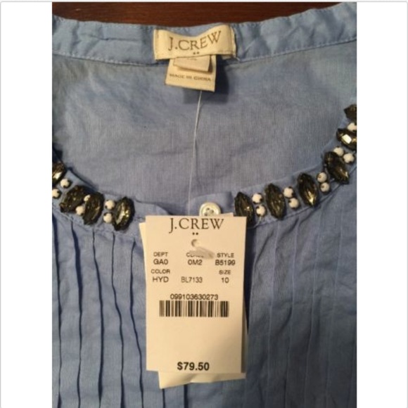 NWT J CREW Embellished blouse shirt Sz 10 - Picture 3 of 6